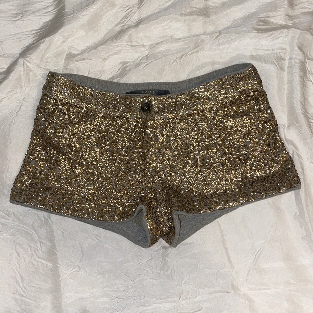 Guess gold embroidered shorts (XS)